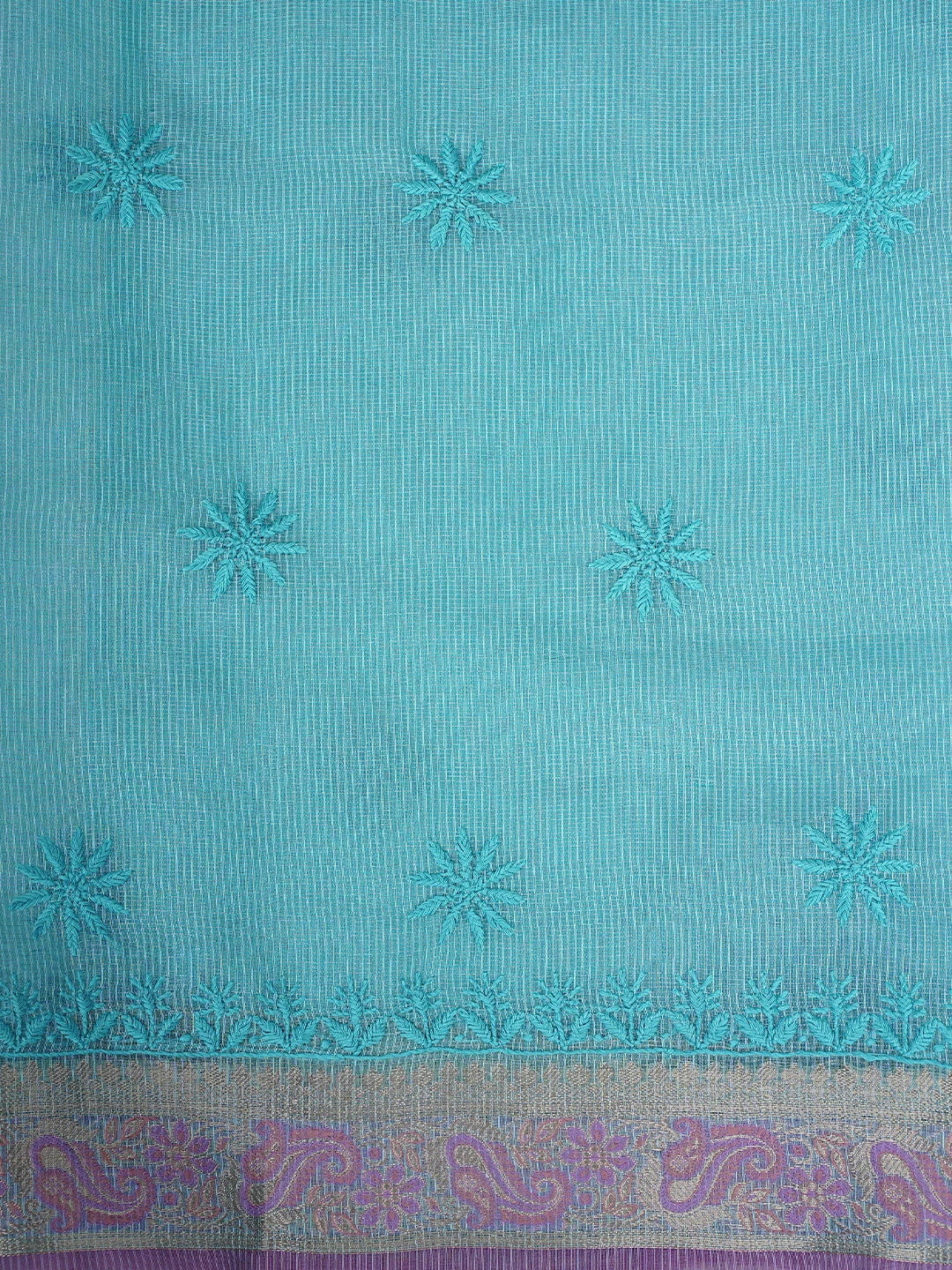 Ada Hand Embroidered Blue Tissue Lucknowi Chikankari Unstitched Kurta Dupatta Set 01A922238