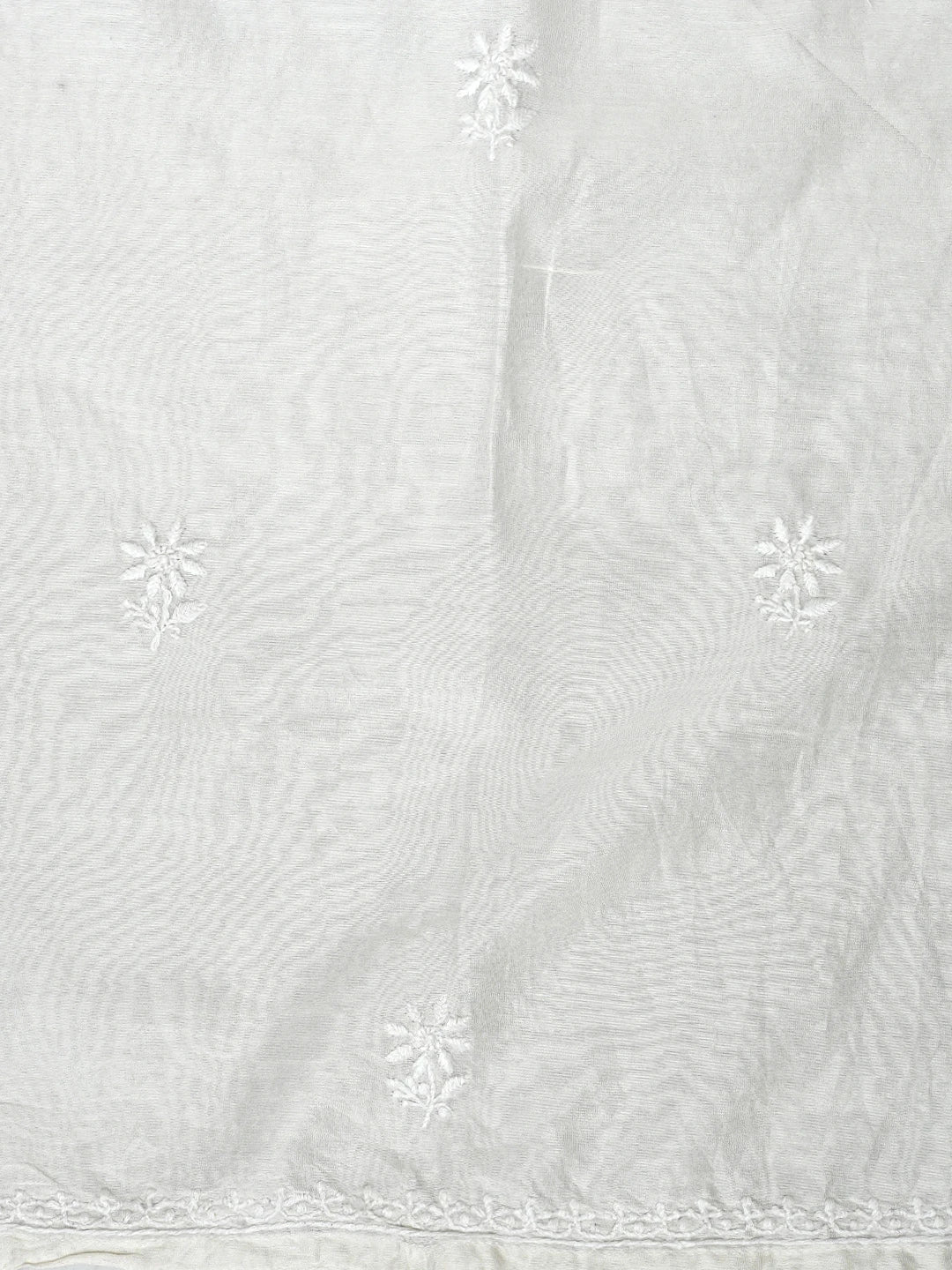 Ada Hand Embroidered Beige Chanderi Lucknowi Chikankari Semi-Stitched Kurta Piece 01A591025