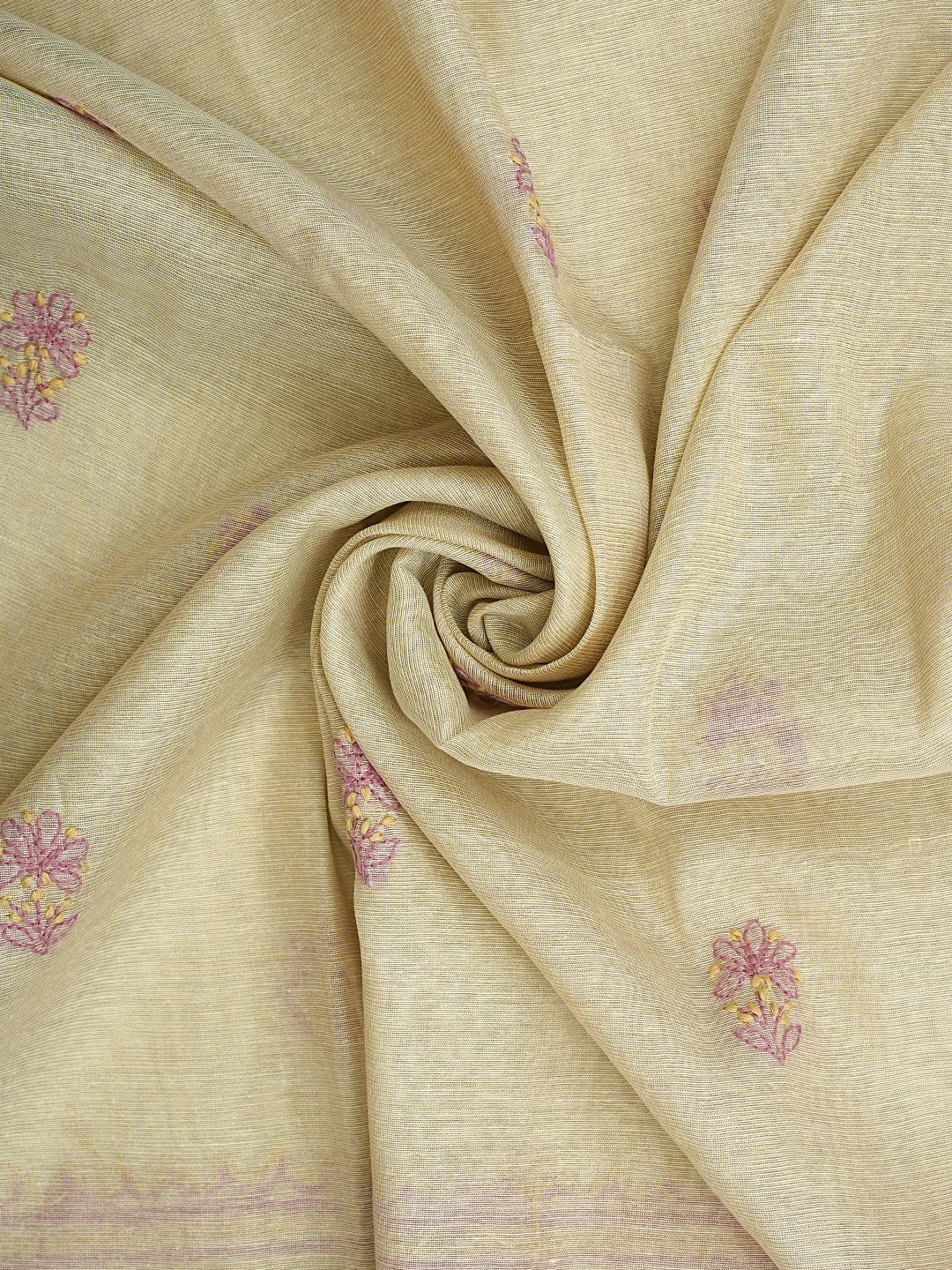 Ada Hand Embroidered Pink Chanderi Lucknowi Chikankari Unstitched Kurta Dupatta Set 01A710328