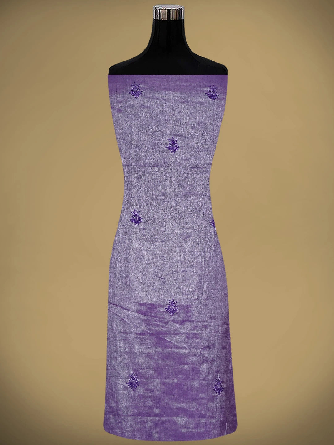 Ada Hand Embroidered Purple Tissue Lucknowi Chikankari Unstitched Kurta Dupatta Set 01A946080