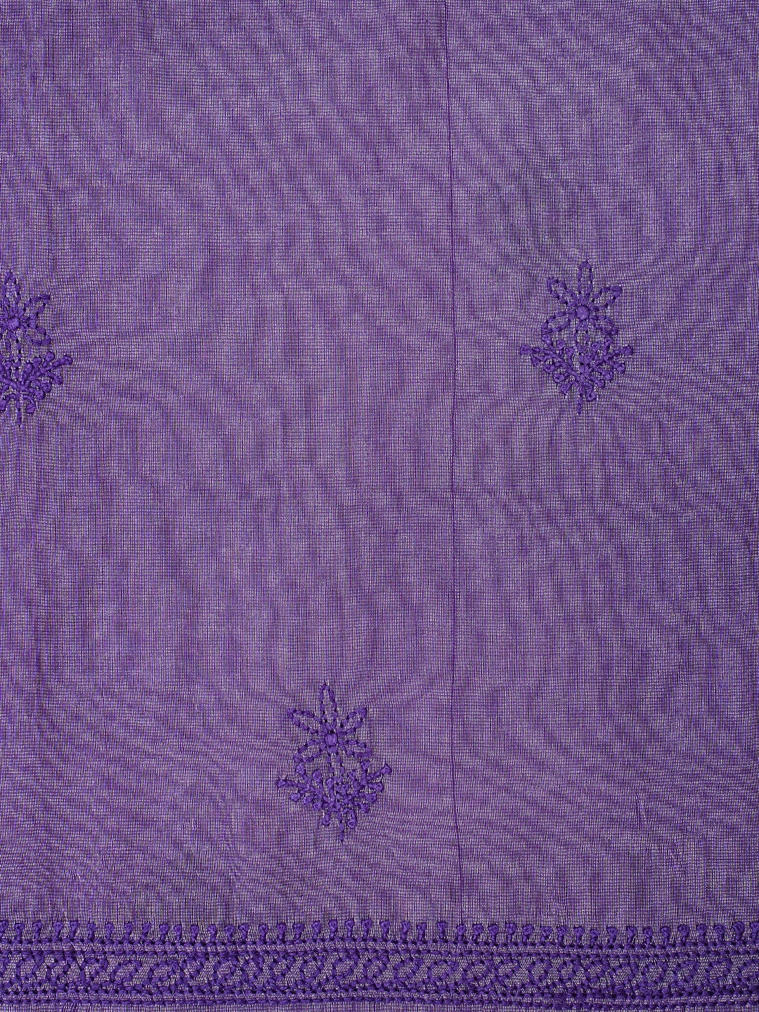 Ada Hand Embroidered Purple Tissue Lucknowi Chikankari Unstitched Kurta Dupatta Set 01A946080