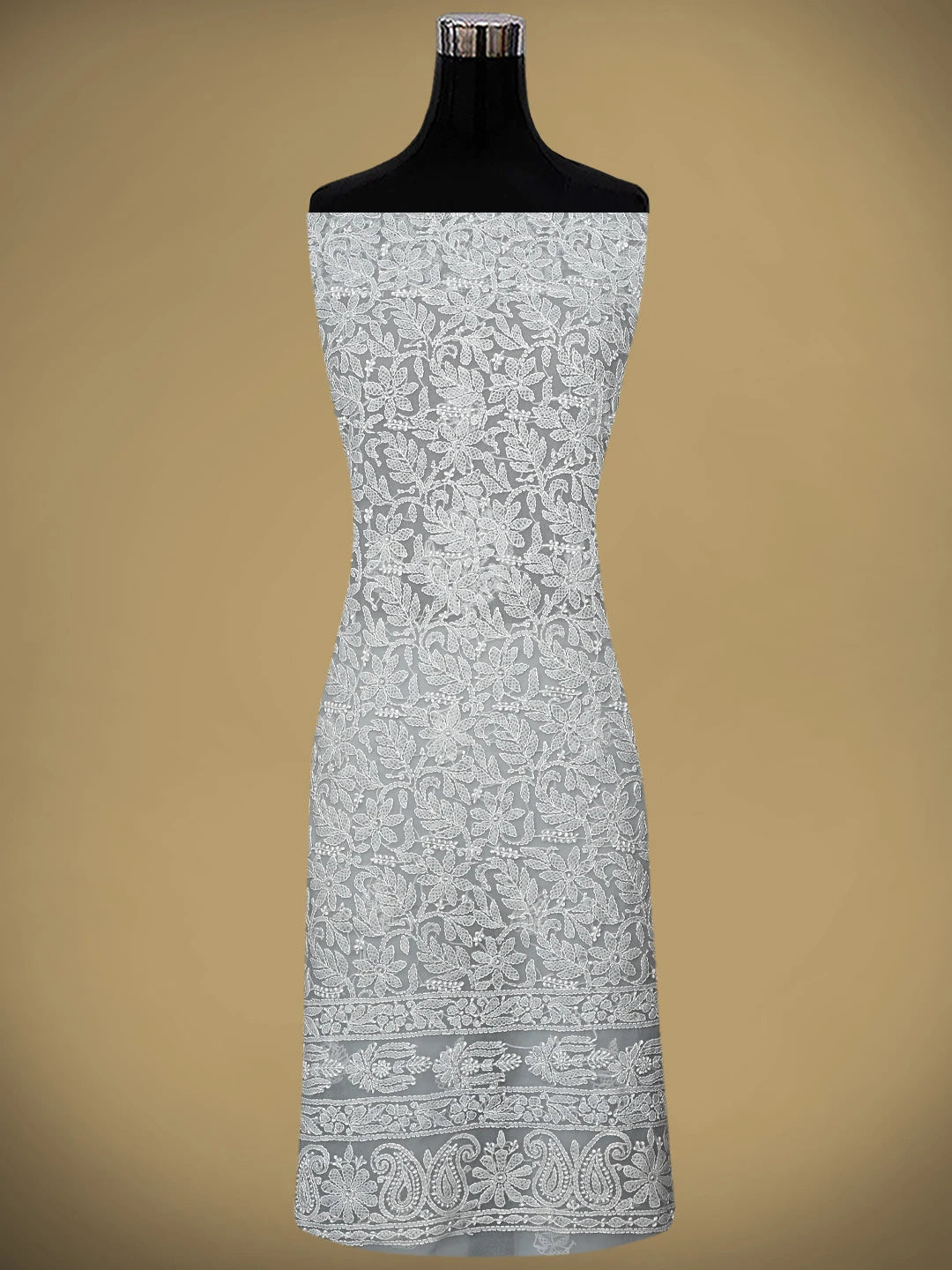 Ada Hand Embroidered Grey Georgette Lucknowi Chikankari Unstitched Suit Piece 01A905914