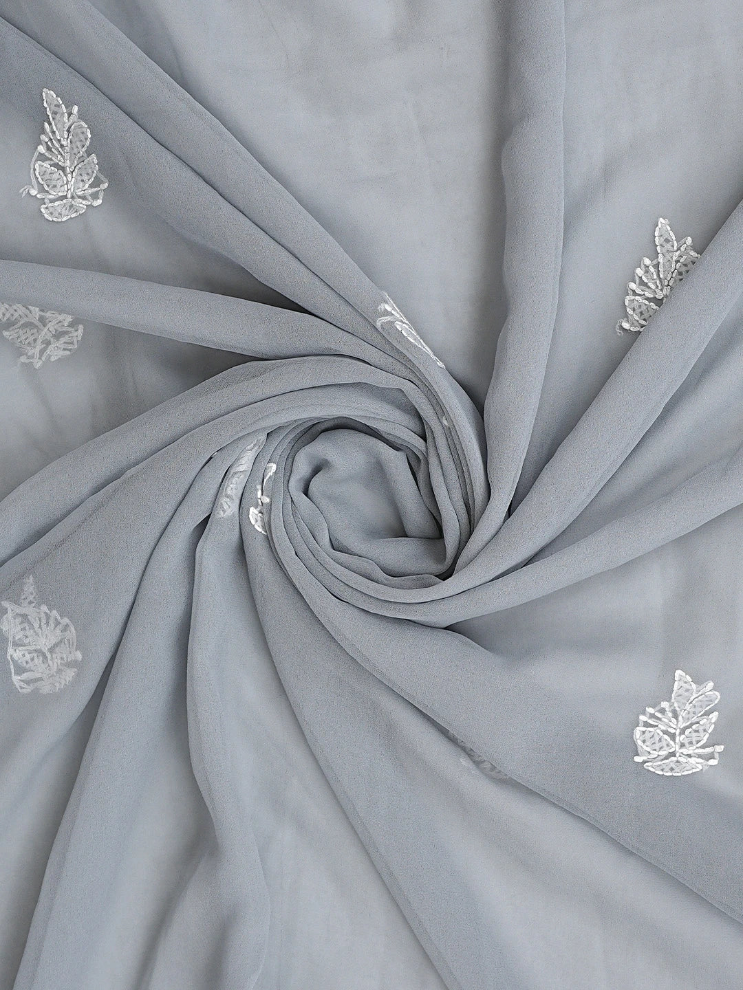Ada Hand Embroidered Grey Georgette Lucknowi Chikankari Unstitched Suit Piece 01A905914