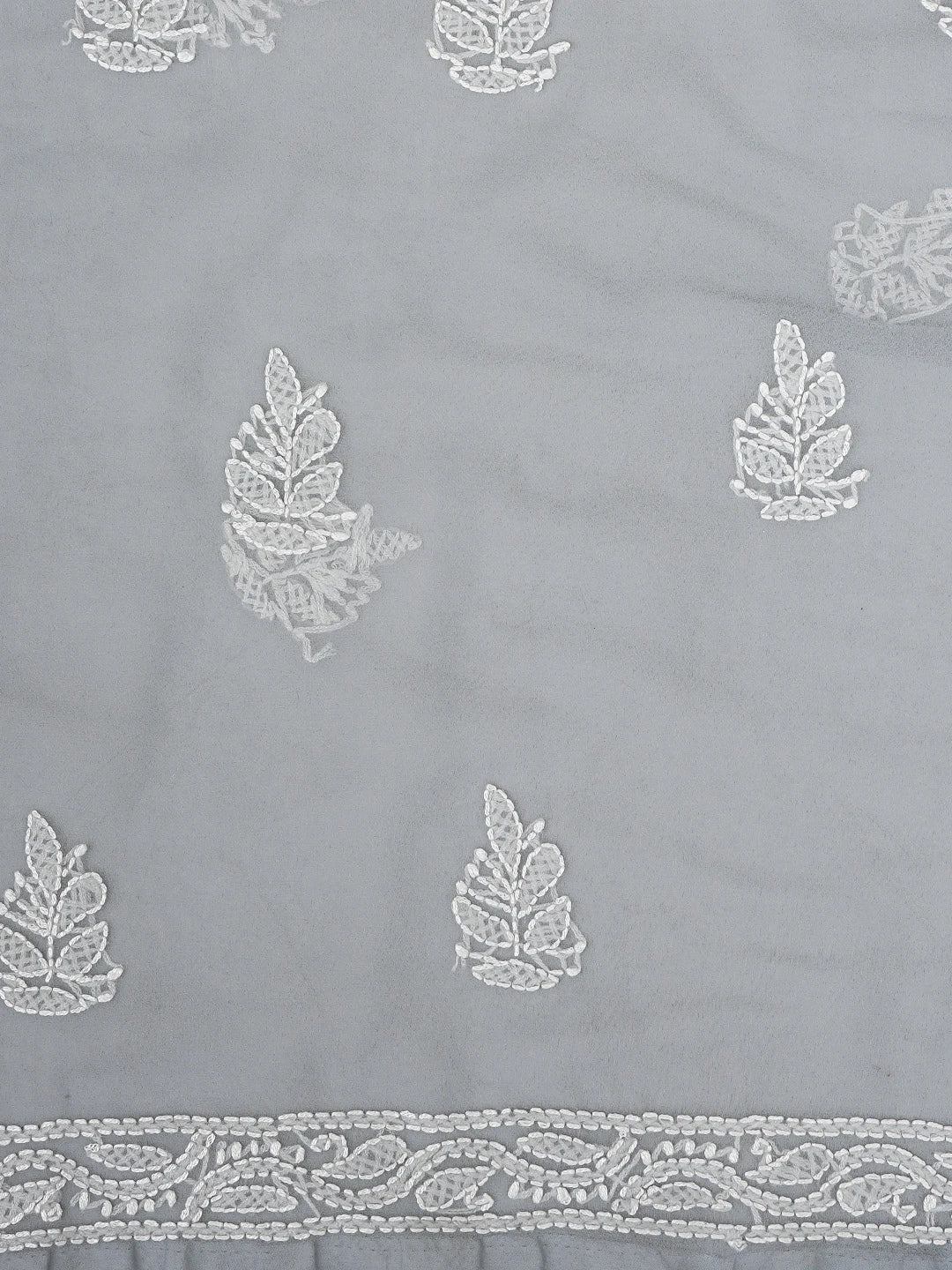 Ada Hand Embroidered Grey Georgette Lucknowi Chikankari Unstitched Suit Piece 01A905914