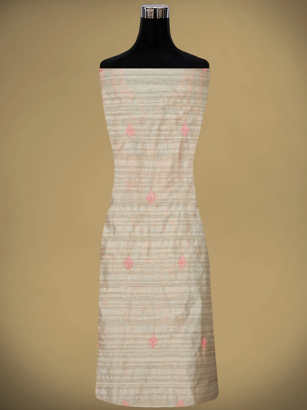 Ada Hand Embroidered Fawn Silk Lucknowi Chikankari Unstitched Kurta Dupatta Set 01A958720