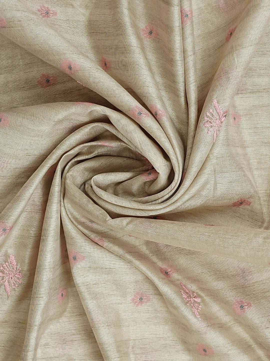 Ada Hand Embroidered Fawn Silk Lucknowi Chikankari Unstitched Kurta Dupatta Set 01A958720