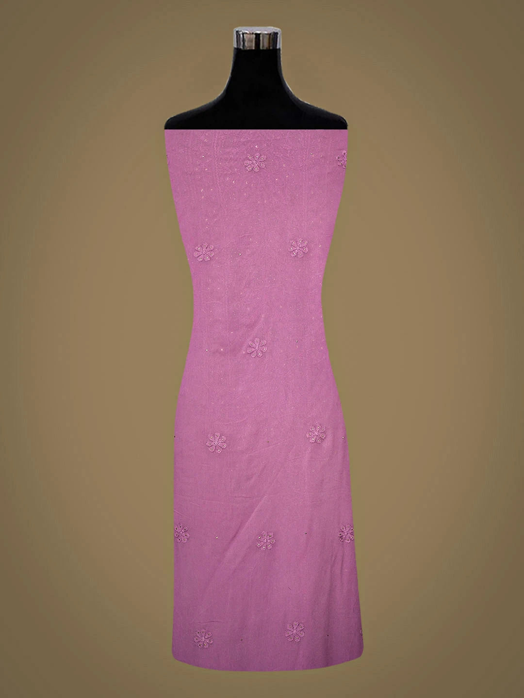 Ada Hand Embroidere Mauve Viscose Georgette Lucknowi Chikankari Unstitched Kurta Dupatta Set With Muqaish/Mukaish Work 01A802238