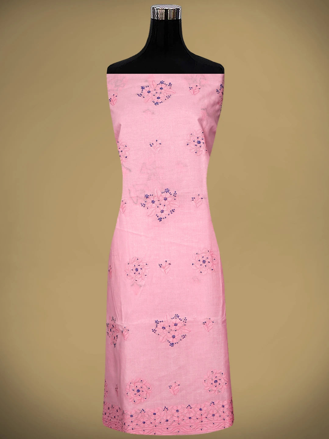 Ada Hand Embroidered Pink Cotton Lucknowi Chikankari Unstitched Suit Piece 01A959015