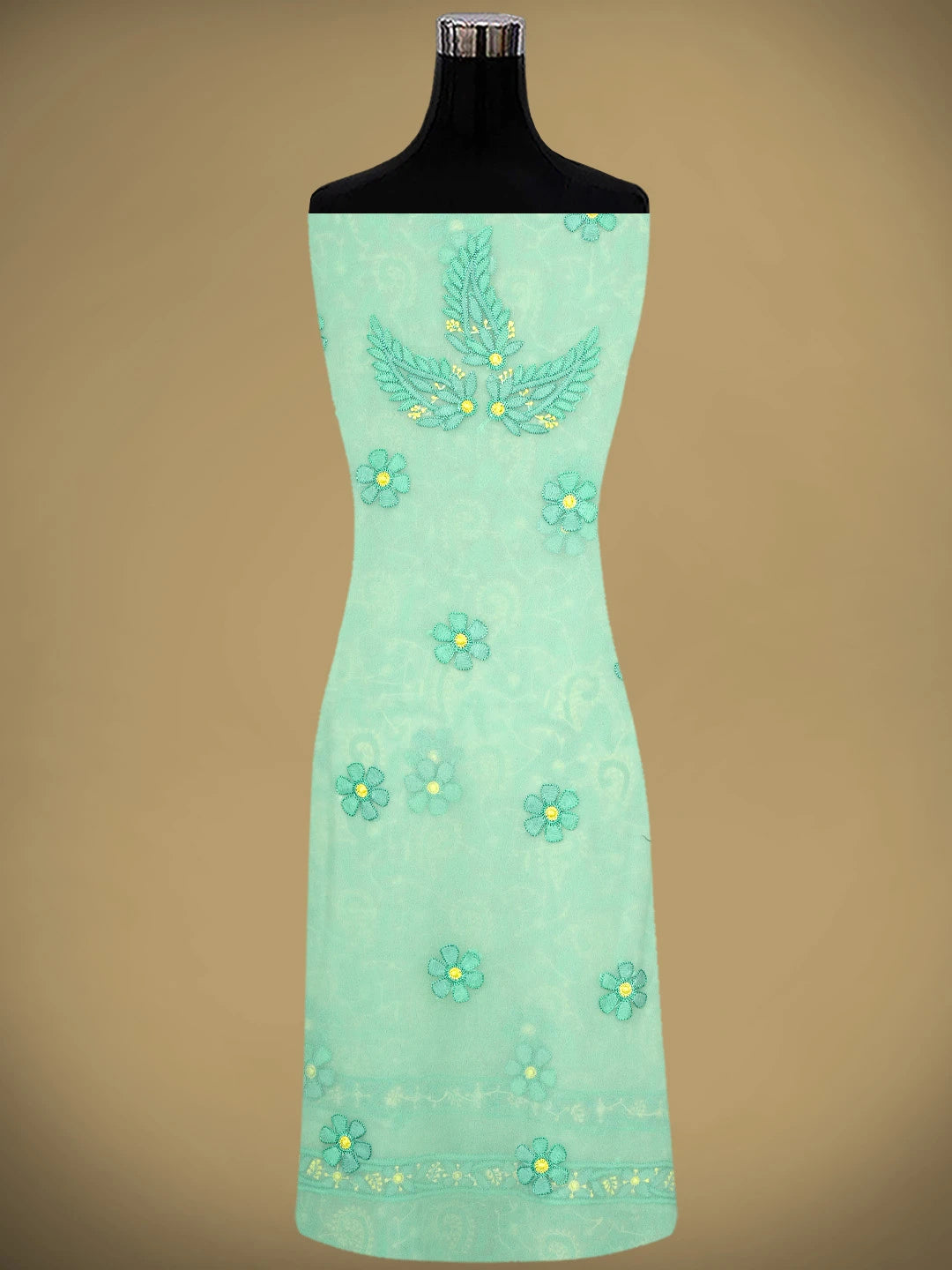 Ada Hand Embroidered Sea Green Georgette Lucknowi Chikankari Unstitched Suit Piece 01A945616