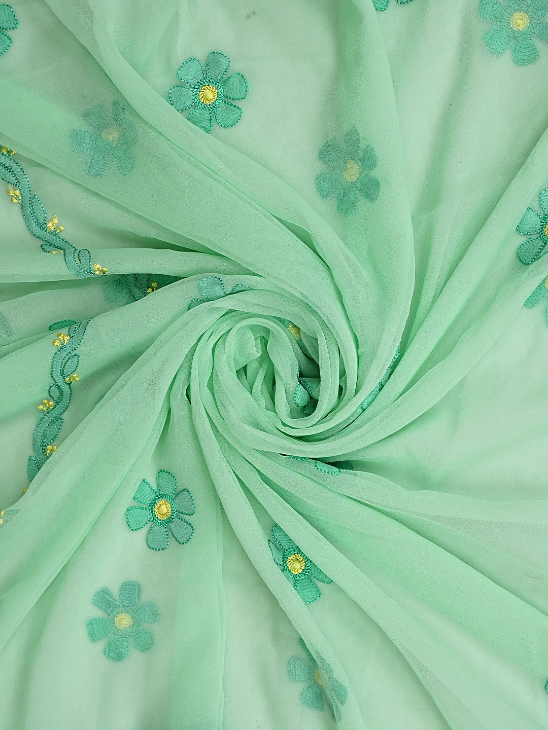Ada Hand Embroidered Sea Green Georgette Lucknowi Chikankari Unstitched Suit Piece 01A945616