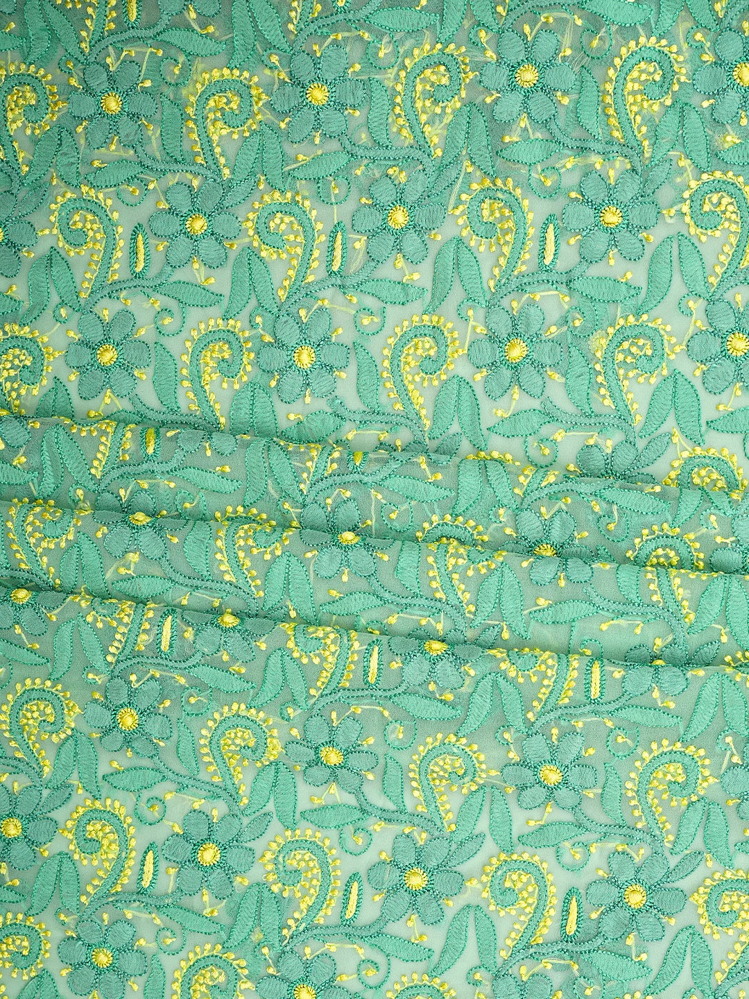 Ada Hand Embroidered Sea Green Georgette Lucknowi Chikankari Unstitched Suit Piece 01A945616