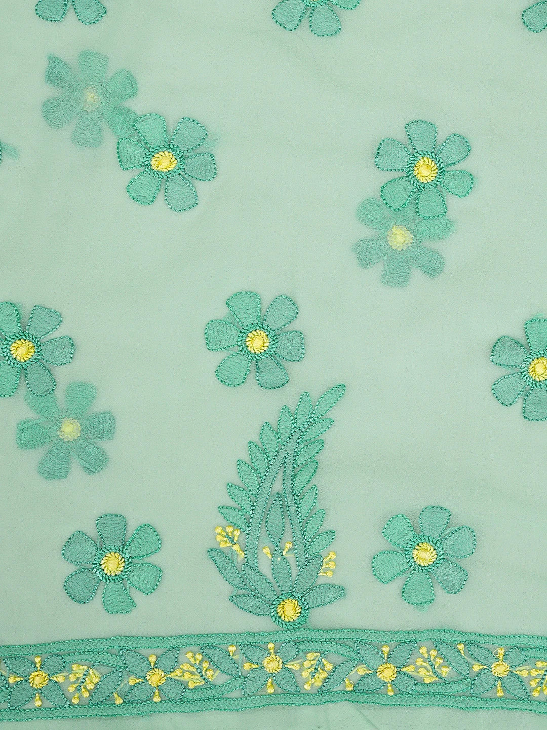 Ada Hand Embroidered Sea Green Georgette Lucknowi Chikankari Unstitched Suit Piece 01A945616
