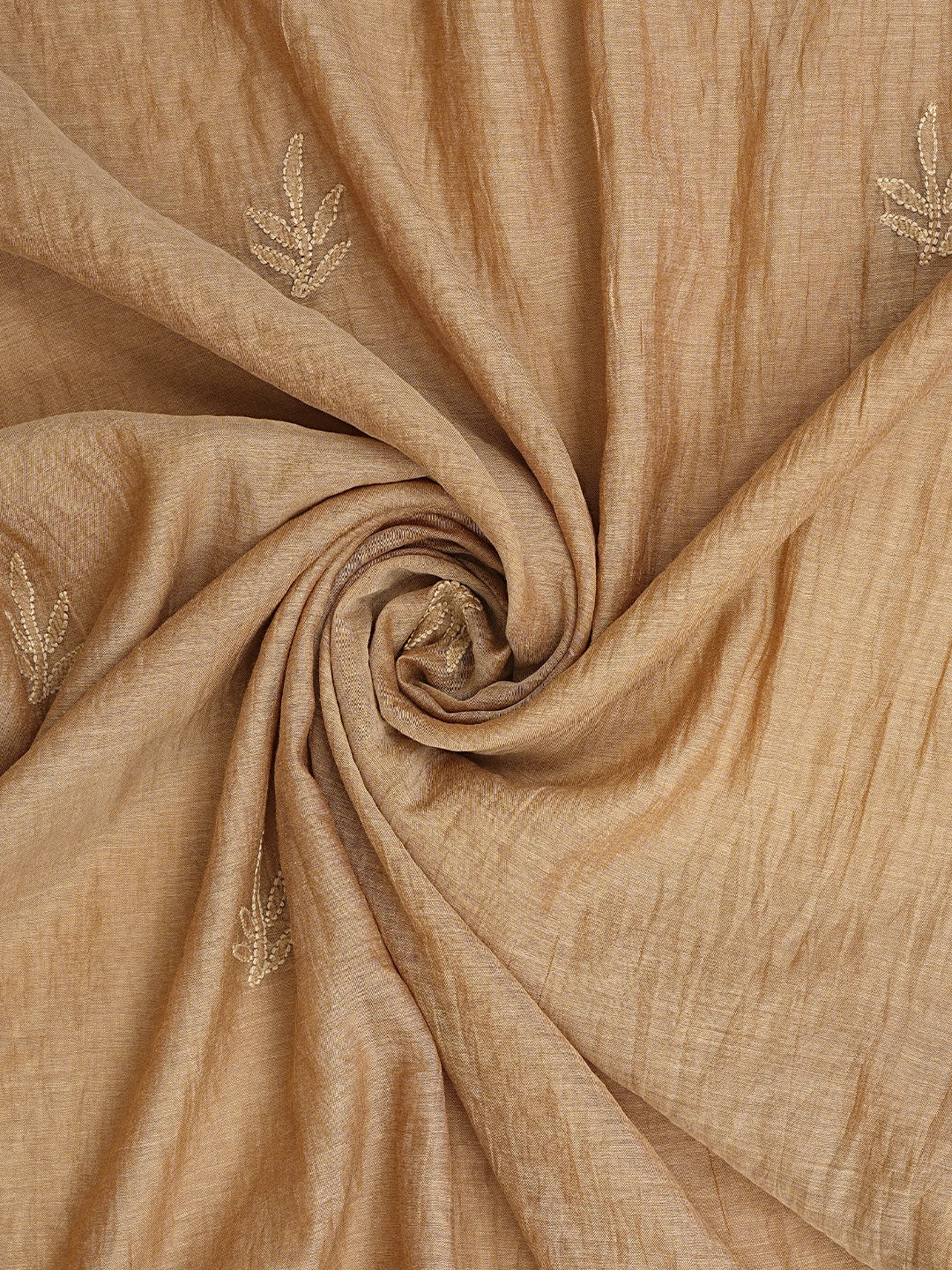 Ada Hand Embroidered Dusty Peach Chanderi Lucknowi Chikankari Unstitched Kurta Dupatta Set 01A780343