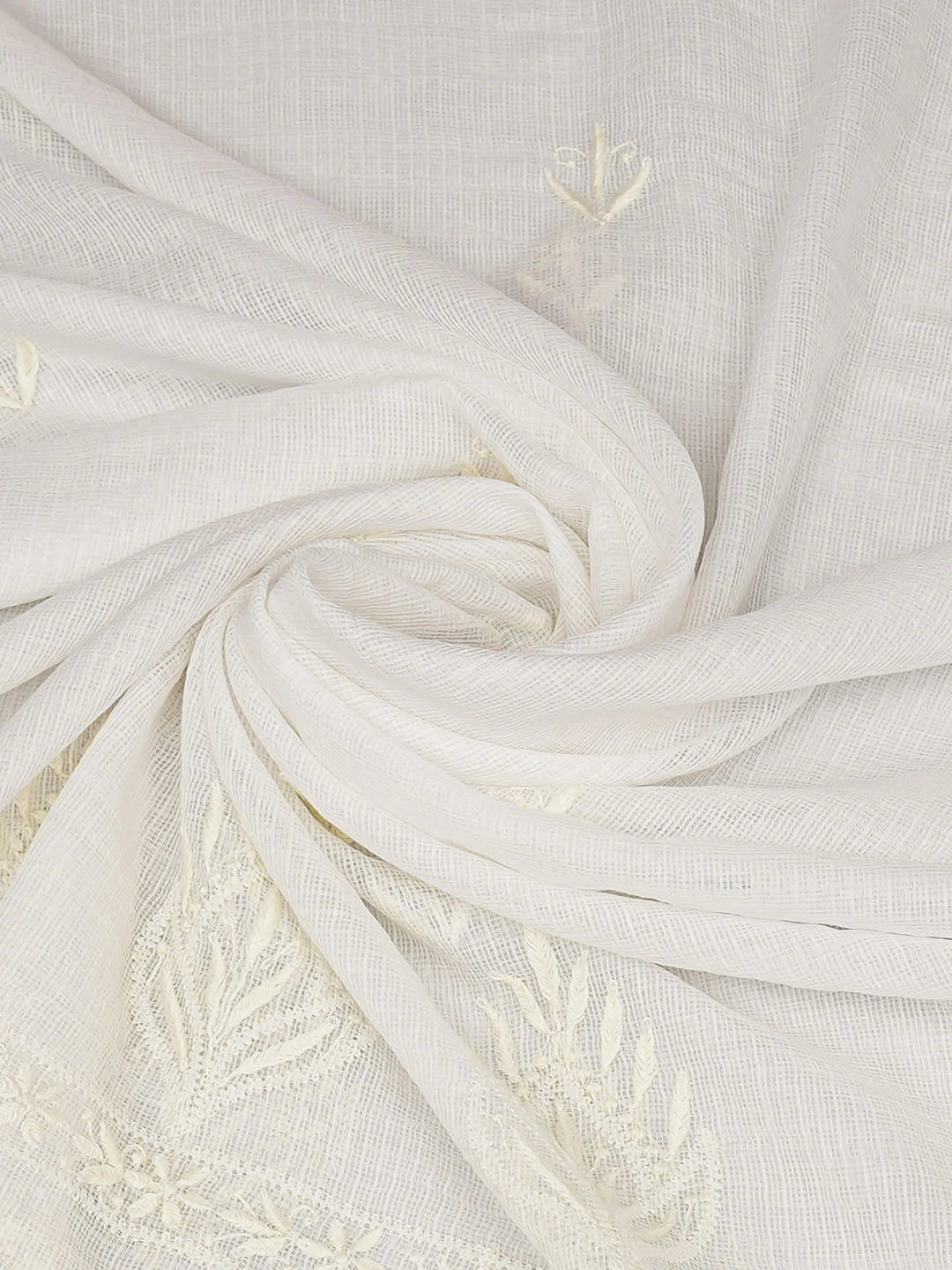 Ada Hand Embroidered White Kota Lucknowi Chikankari  Dupatta 01A796173