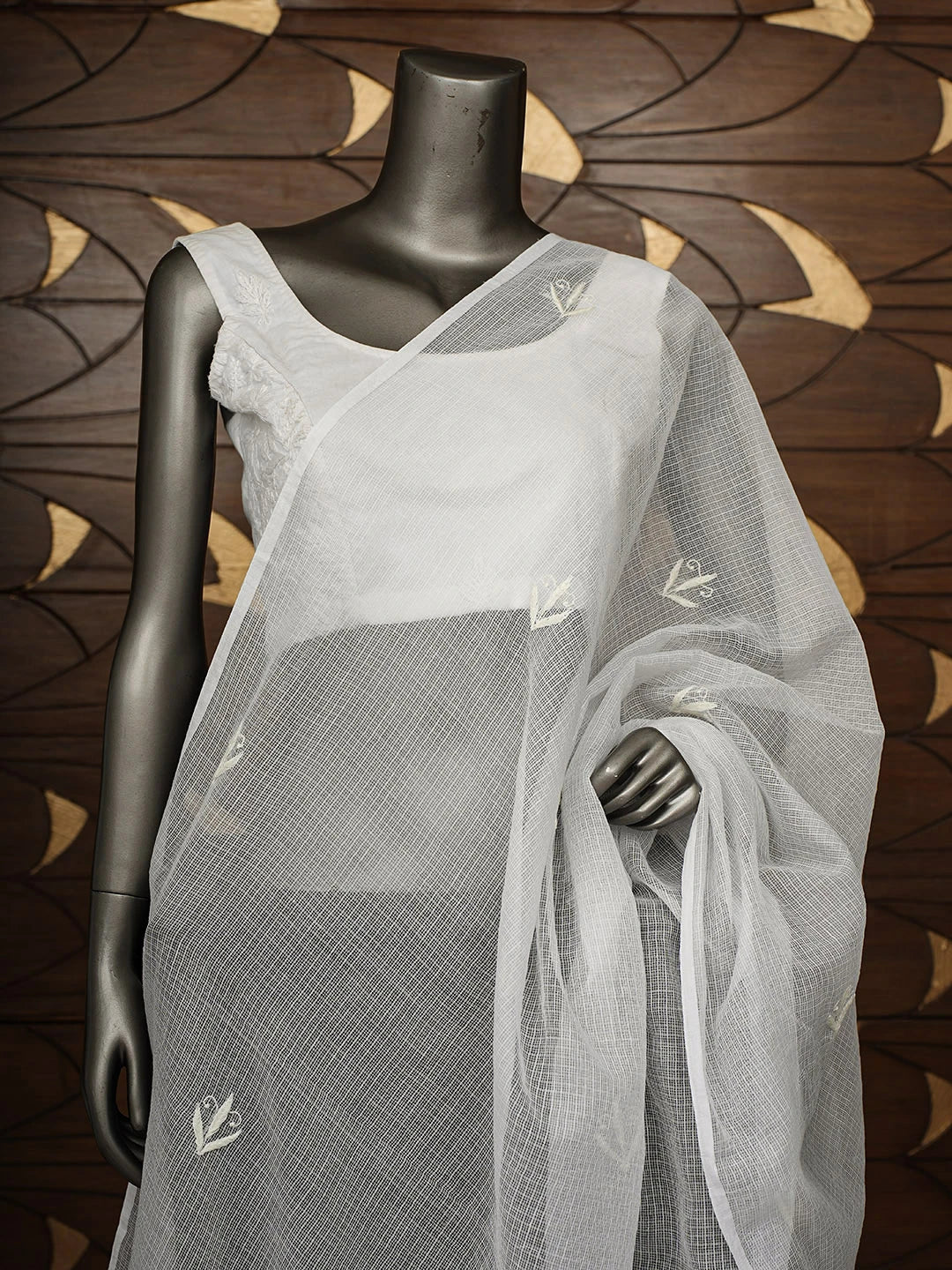 Ada Hand Embroidered White Kota Lucknowi Chikankari  Dupatta 01A796173