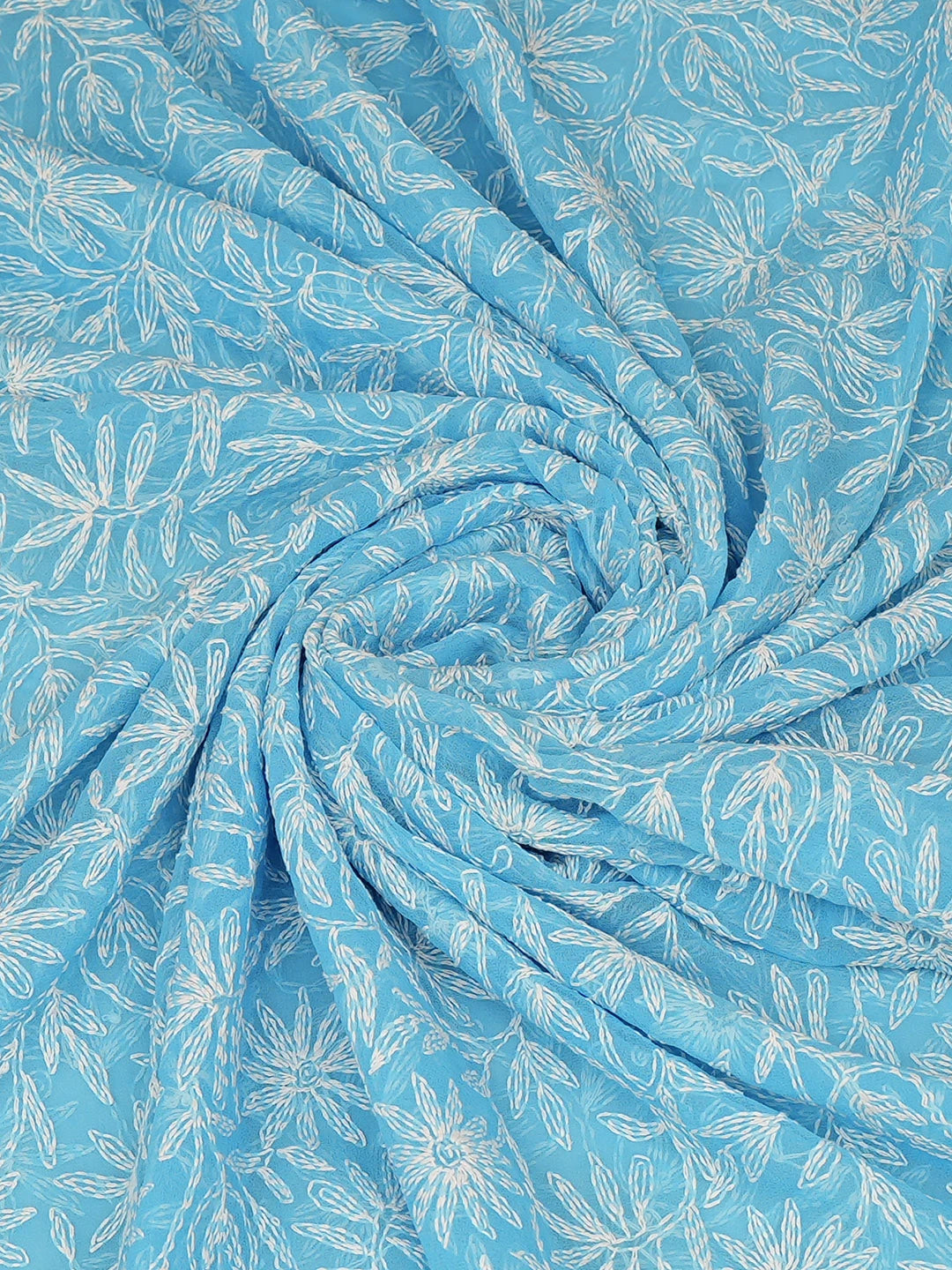 Ada Hand Embroidered Blue Faux Georgette Lucknowi Chikankari Dupatta 01A751444