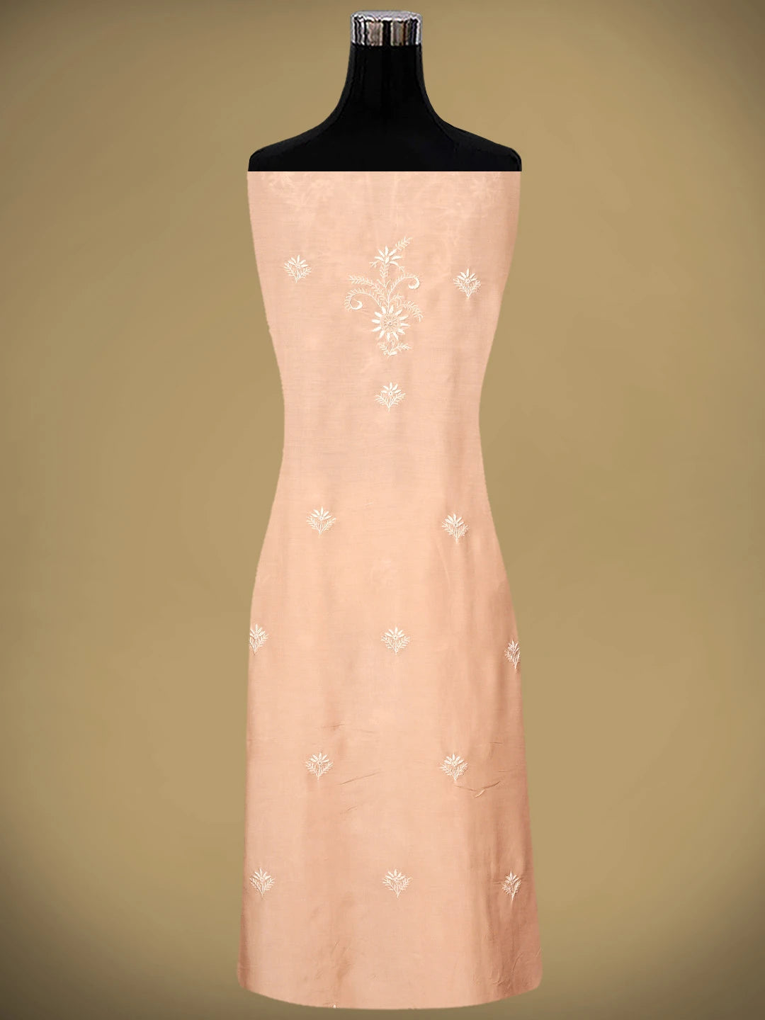 Ada Hand Embroidered Peach Muslin Lucknowi Chikankari Unstitched Suit Piece 01A855628