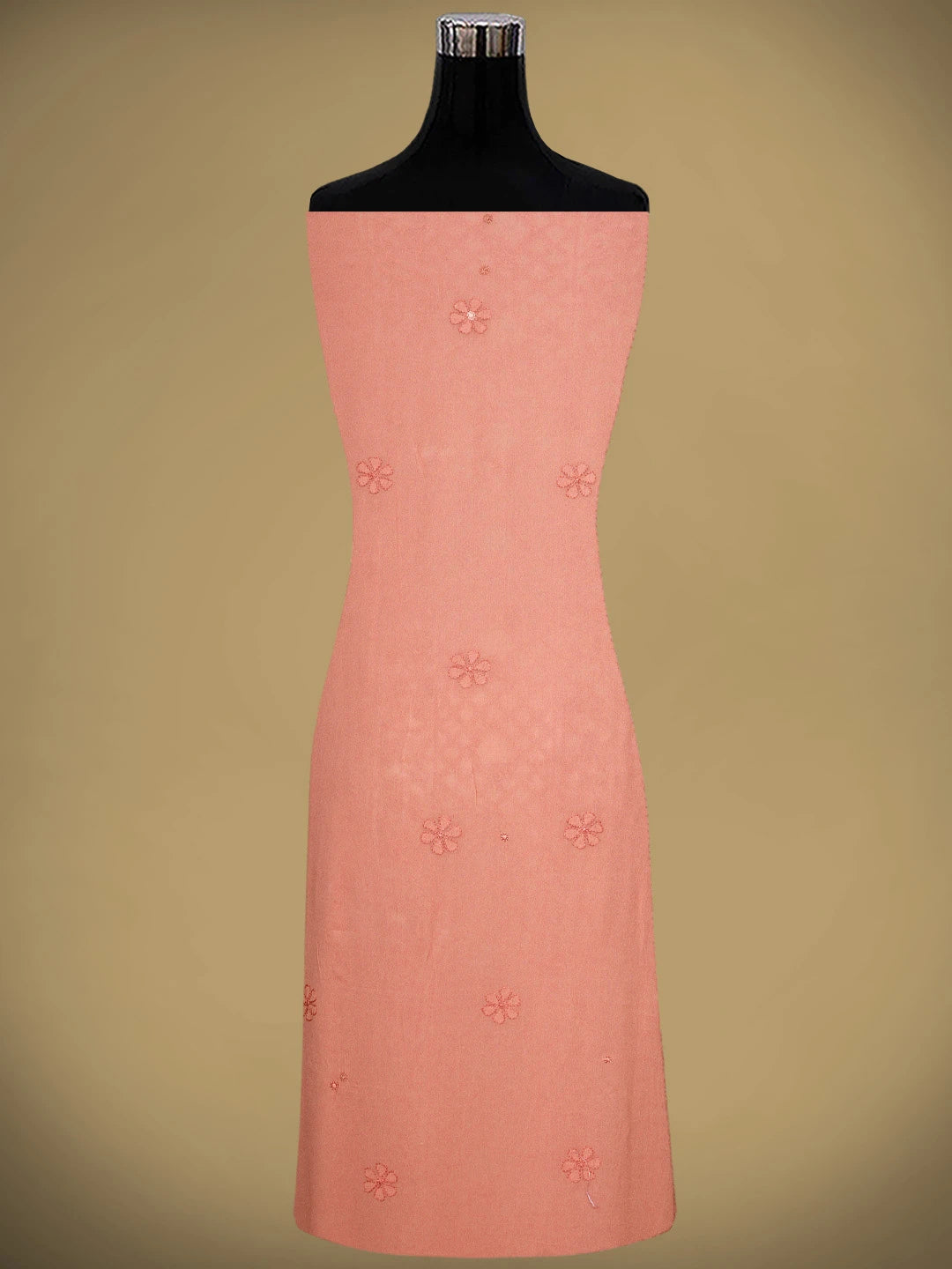 Ada Hand Embroidered Peach Viscose Georgette Lucknowi Chikankari Unstitched Kurta Dupatta Set 01A795842