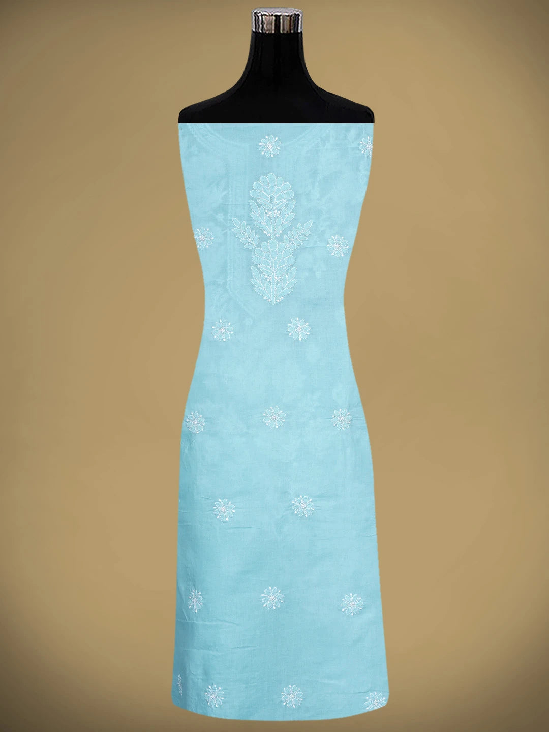Ada Hand Embroidered Sky Blue Cotton Lucknowi Chikankari Unstitched Suit Piece 01A954461