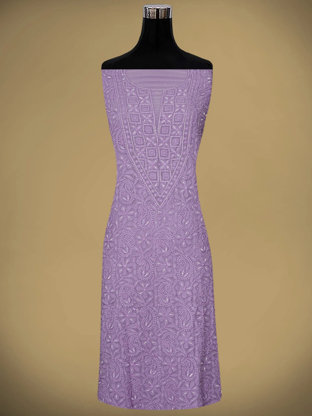 Ada Hand Embroidered Lavender Purple Viscose Georgette Lucknowi Chikankari Unstitched Kurta Dupatta Set With Zari Work 01A933516