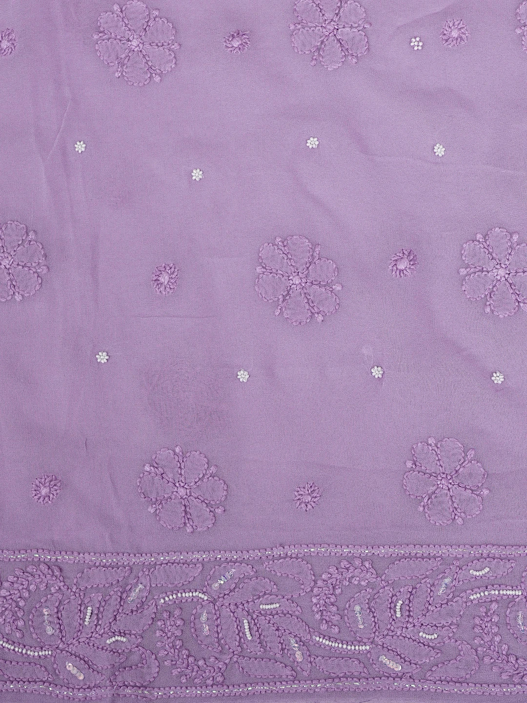 Ada Hand Embroidered Lavender Purple Viscose Georgette Lucknowi Chikankari Unstitched Kurta Dupatta Set With Zari Work 01A933516