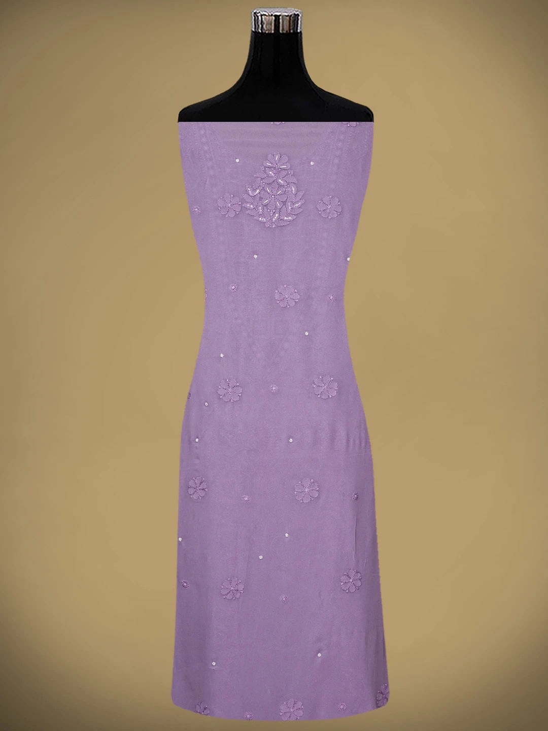 Ada Hand Embroidered Lavender Purple Viscose Georgette Lucknowi Chikankari Unstitched Kurta Dupatta Set With Zari Work 01A933516