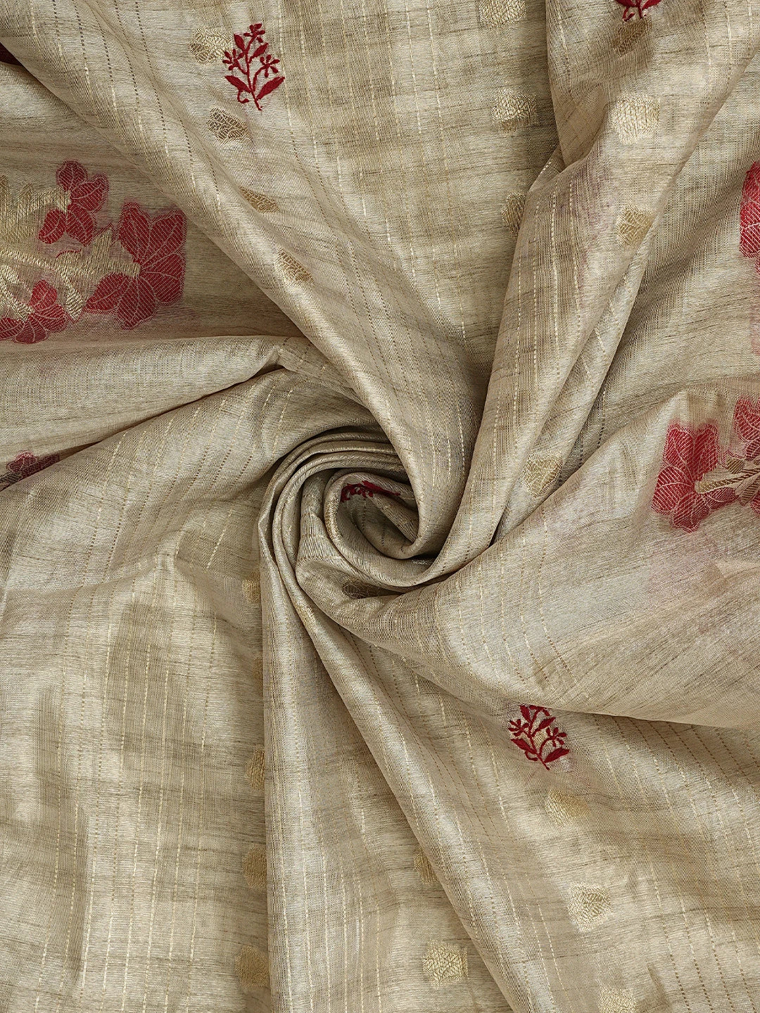 Ada Hand Embroidered Fawn Silk Lucknowi Chikankari Unstitched Kurta Dupatta Set 01A958730