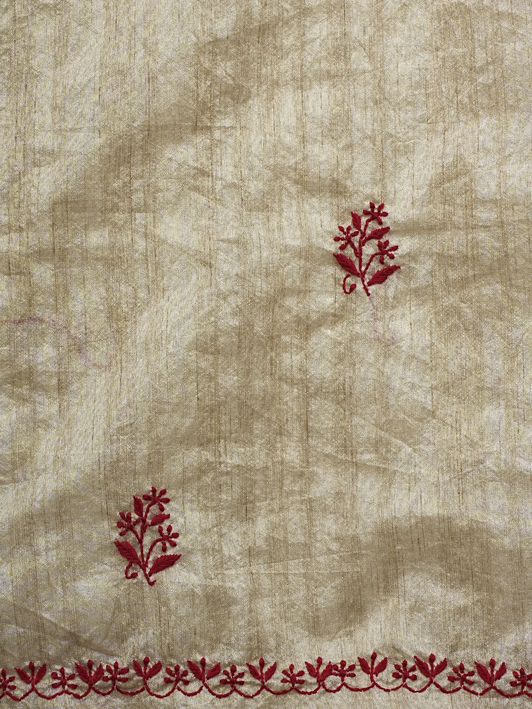 Ada Hand Embroidered Fawn Silk Lucknowi Chikankari Unstitched Kurta Dupatta Set 01A958730