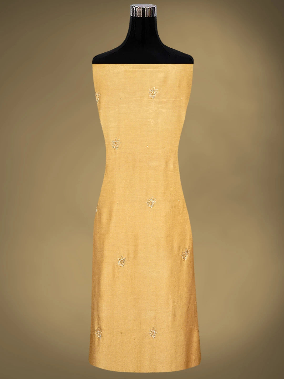 Ada Hand Embroidered Sunlit Clay Brown Muslin Lucknowi Chikankari Unstitched Suit Piece with Zari Work 01A796111