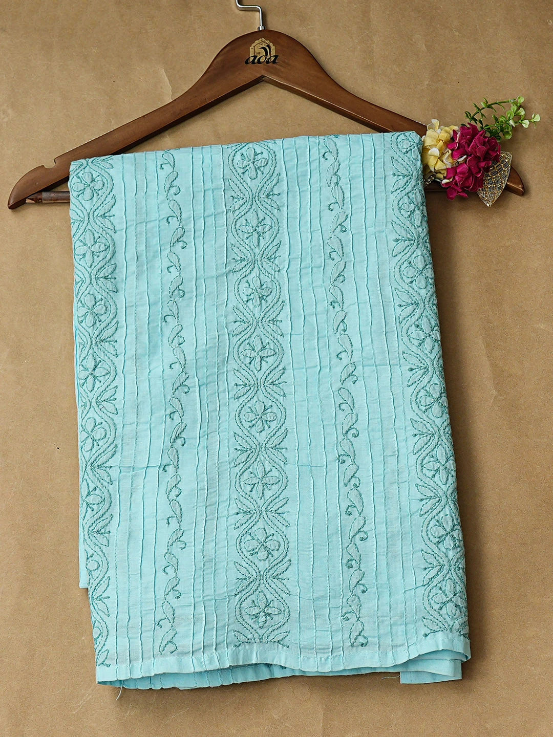 Ada Hand Embroidered Blue Cotton Lucknowi Chikankari Unstitched Kurta Piece 01A887665