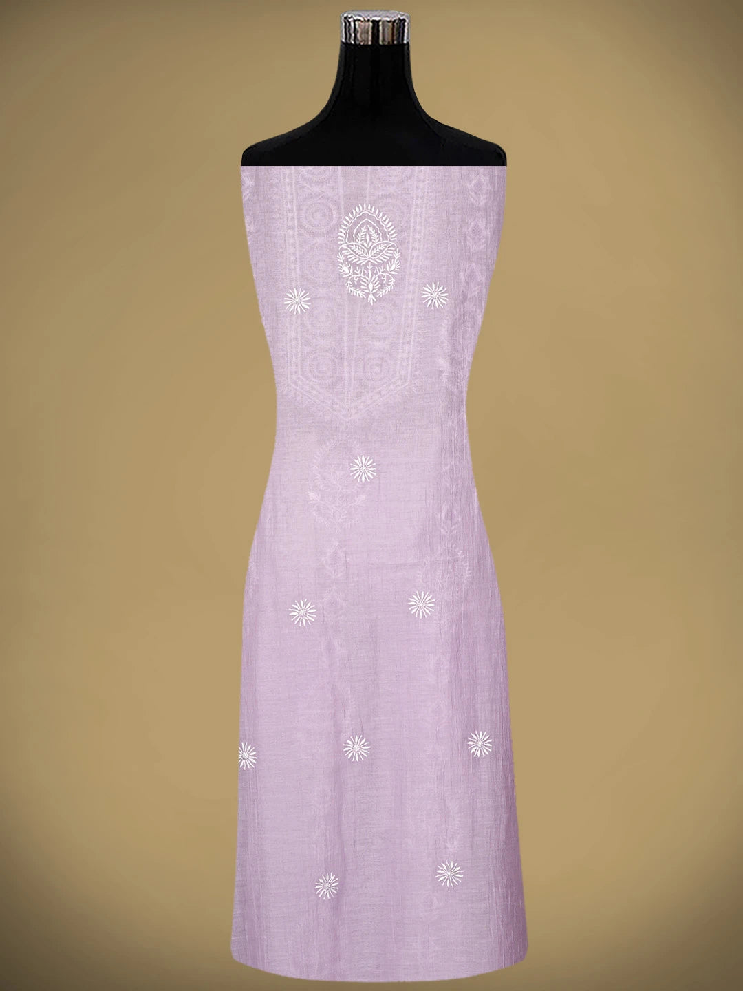 Ada Hand Embroidered Lilac Purple Chanderi Lucknowi Chikankari Unstitched Kurta Dupatta Set 01A903830