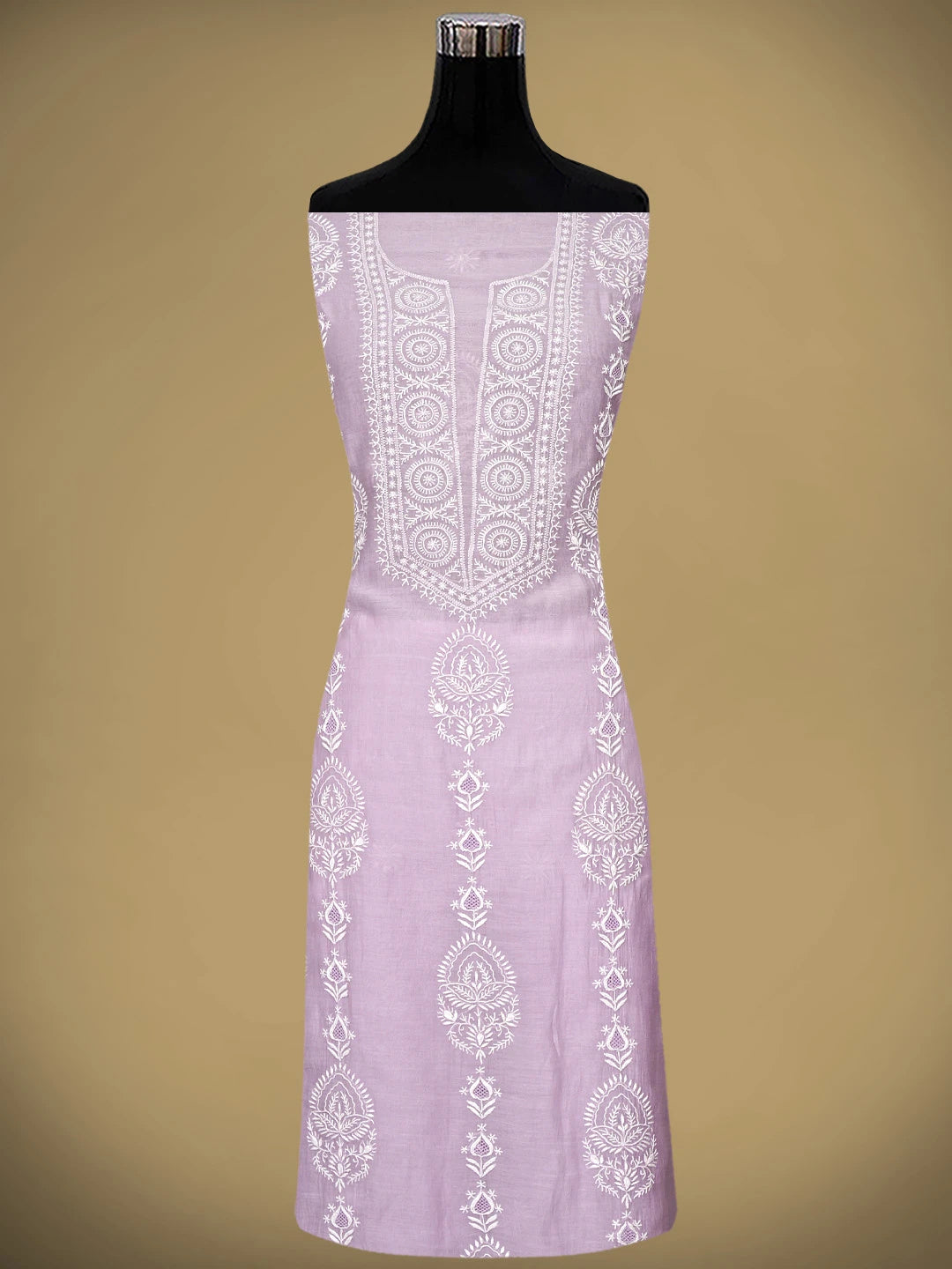 Ada Hand Embroidered Lilac Purple Chanderi Lucknowi Chikankari Unstitched Kurta Dupatta Set 01A903830