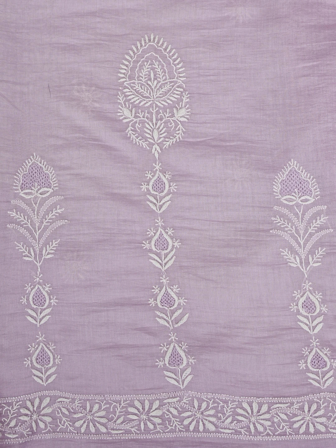 Ada Hand Embroidered Lilac Purple Chanderi Lucknowi Chikankari Unstitched Kurta Dupatta Set 01A903830
