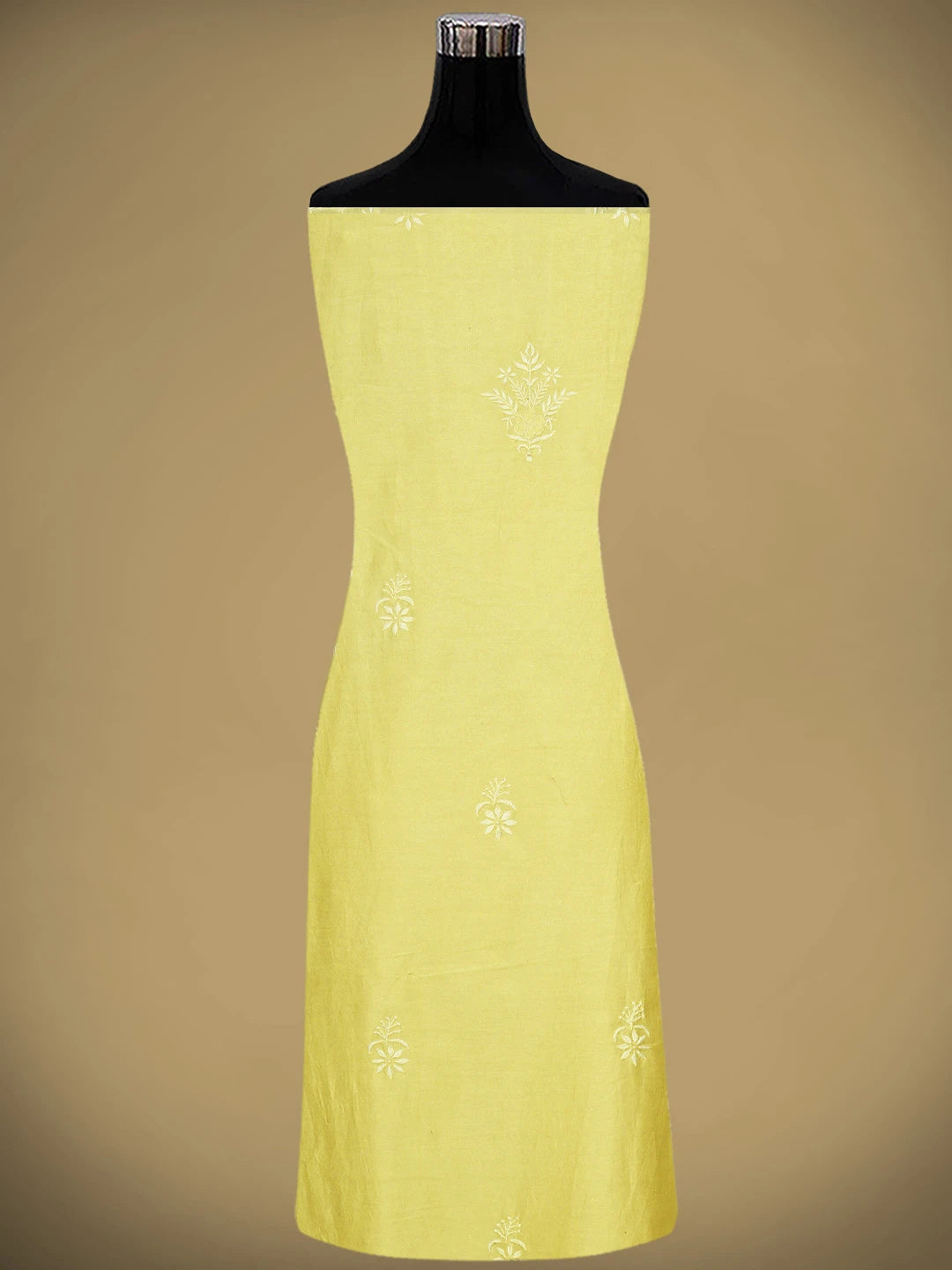 Ada Hand Embroidered Lemon Chanderi Lucknowi Chikankari Unstitched Suit Piece 01A791864
