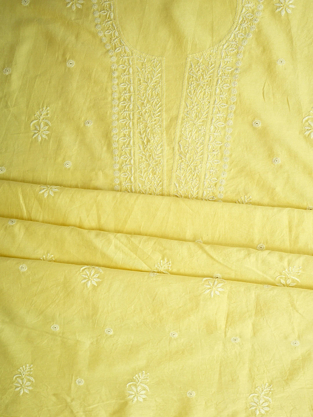 Ada Hand Embroidered Lemon Chanderi Lucknowi Chikankari Unstitched Suit Piece 01A791864