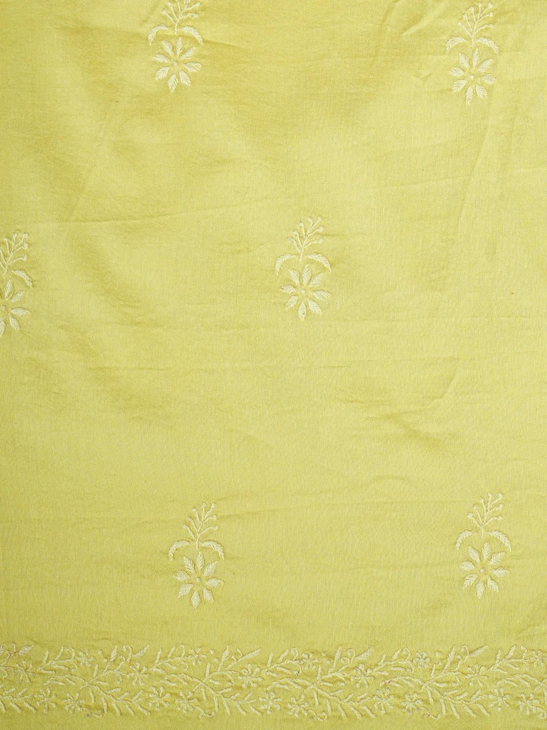 Ada Hand Embroidered Lemon Chanderi Lucknowi Chikankari Unstitched Suit Piece 01A791864