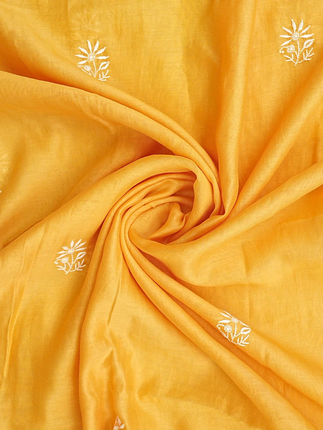 Ada Hand Embroidered Yellow Chanderi Lucknowi Chikankari Unstitched Kurta Dupatta Set 01A939443