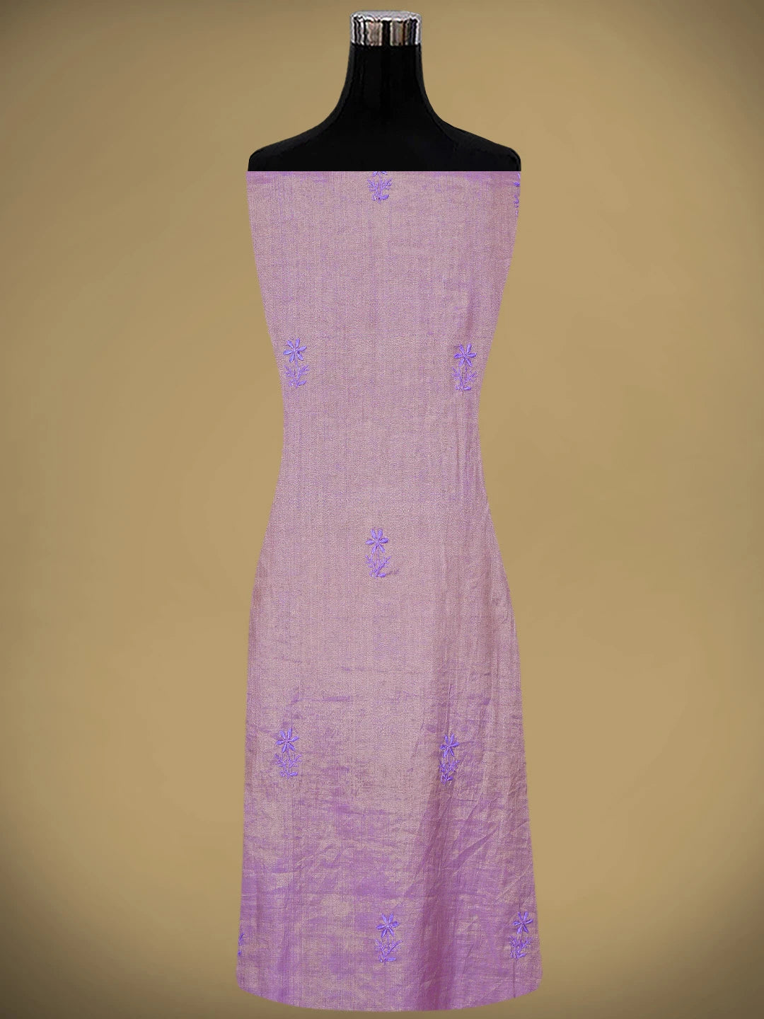 Ada Hand Embroidered Dusty Mauve Tissue Lucknowi Chikankari Unstitched Kurta Dupatta Set 01A946086