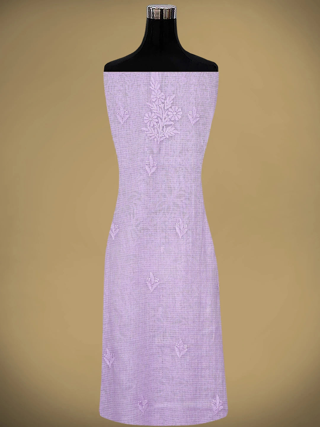 Ada Hand Embroidered Mauve Kota Lucknowi Chikankari Semi-stitched Kurta Dupatta Set 01A919677