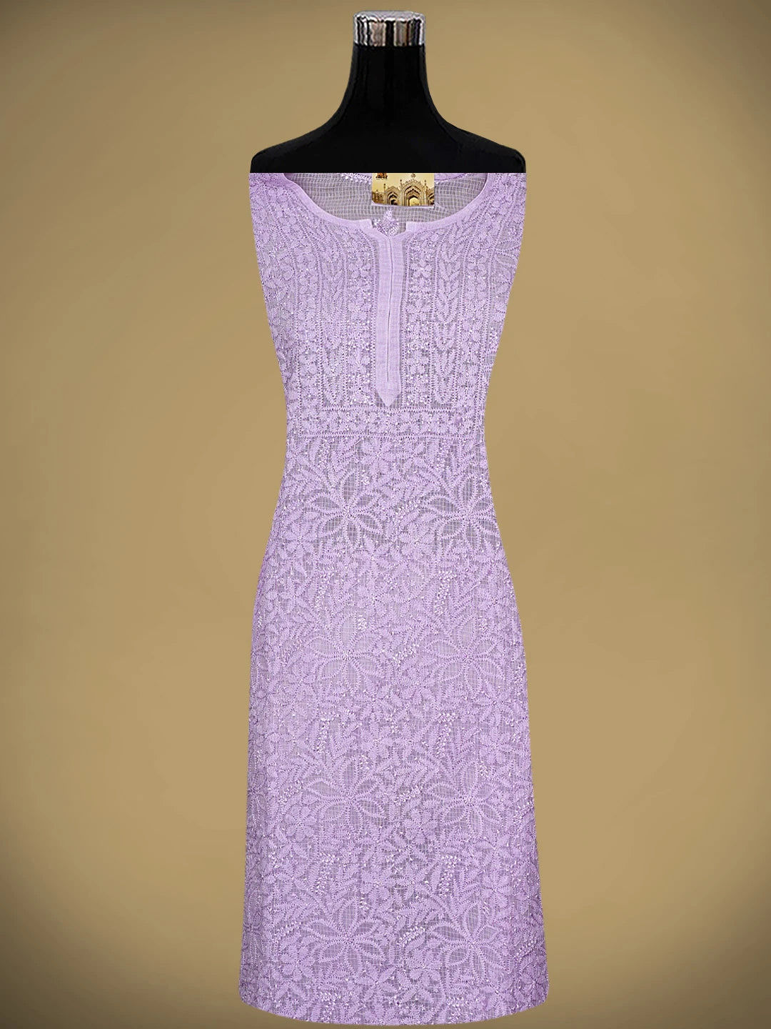 Ada Hand Embroidered Mauve Kota Lucknowi Chikankari Semi-stitched Kurta Dupatta Set 01A919677