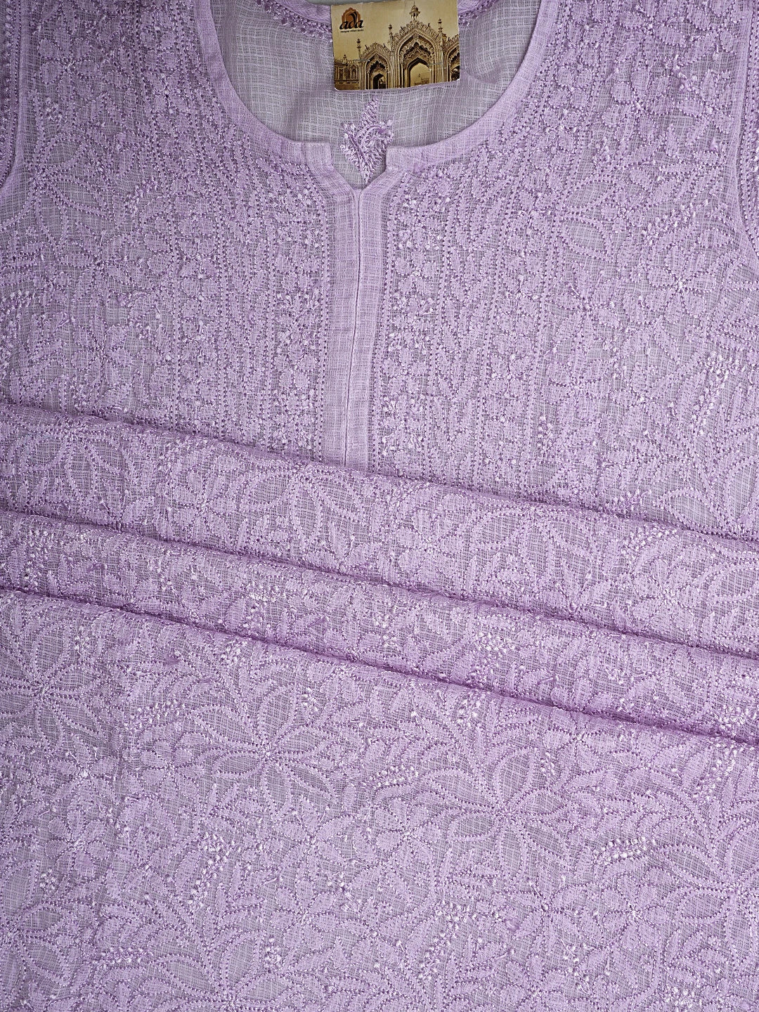 Ada Hand Embroidered Mauve Kota Lucknowi Chikankari Semi-stitched Kurta Dupatta Set 01A919677