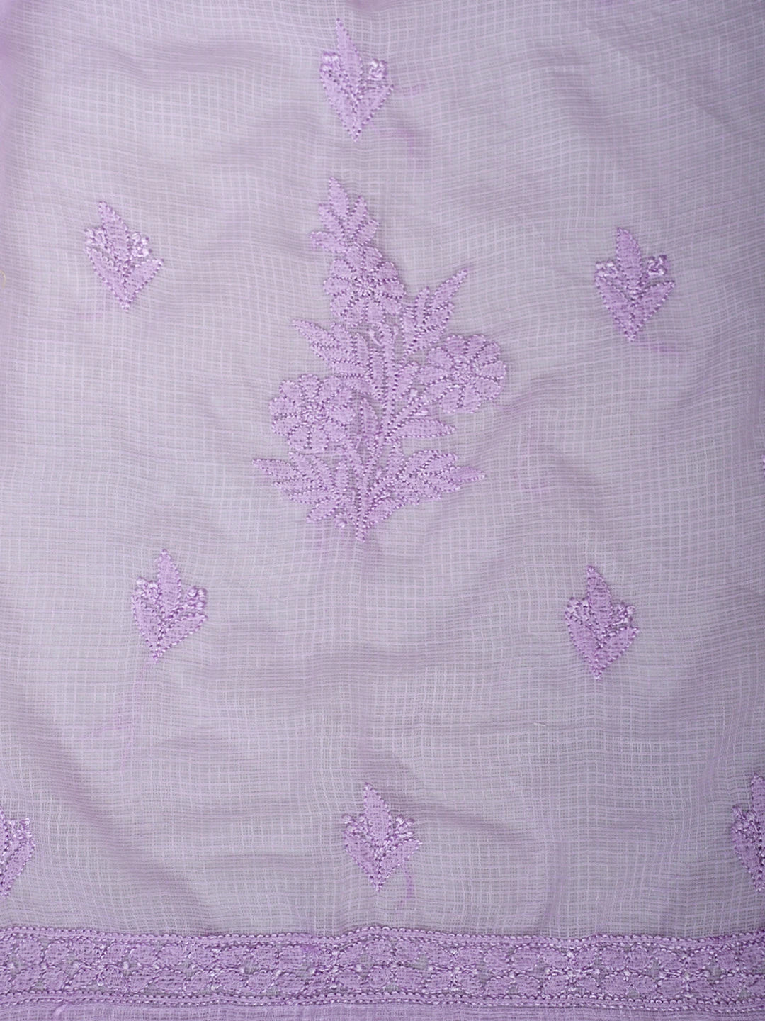 Ada Hand Embroidered Mauve Kota Lucknowi Chikankari Semi-stitched Kurta Dupatta Set 01A919677