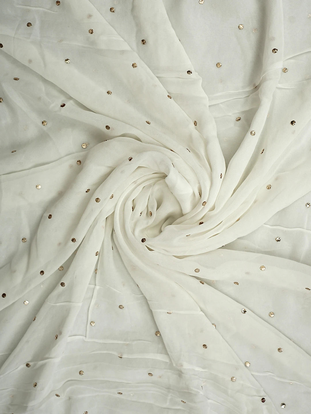 Ada Hand Embroidered White Viscose Georgette Unstitched Kurta Dupatta Set With Muqaish/Mukaish Work 01A957865