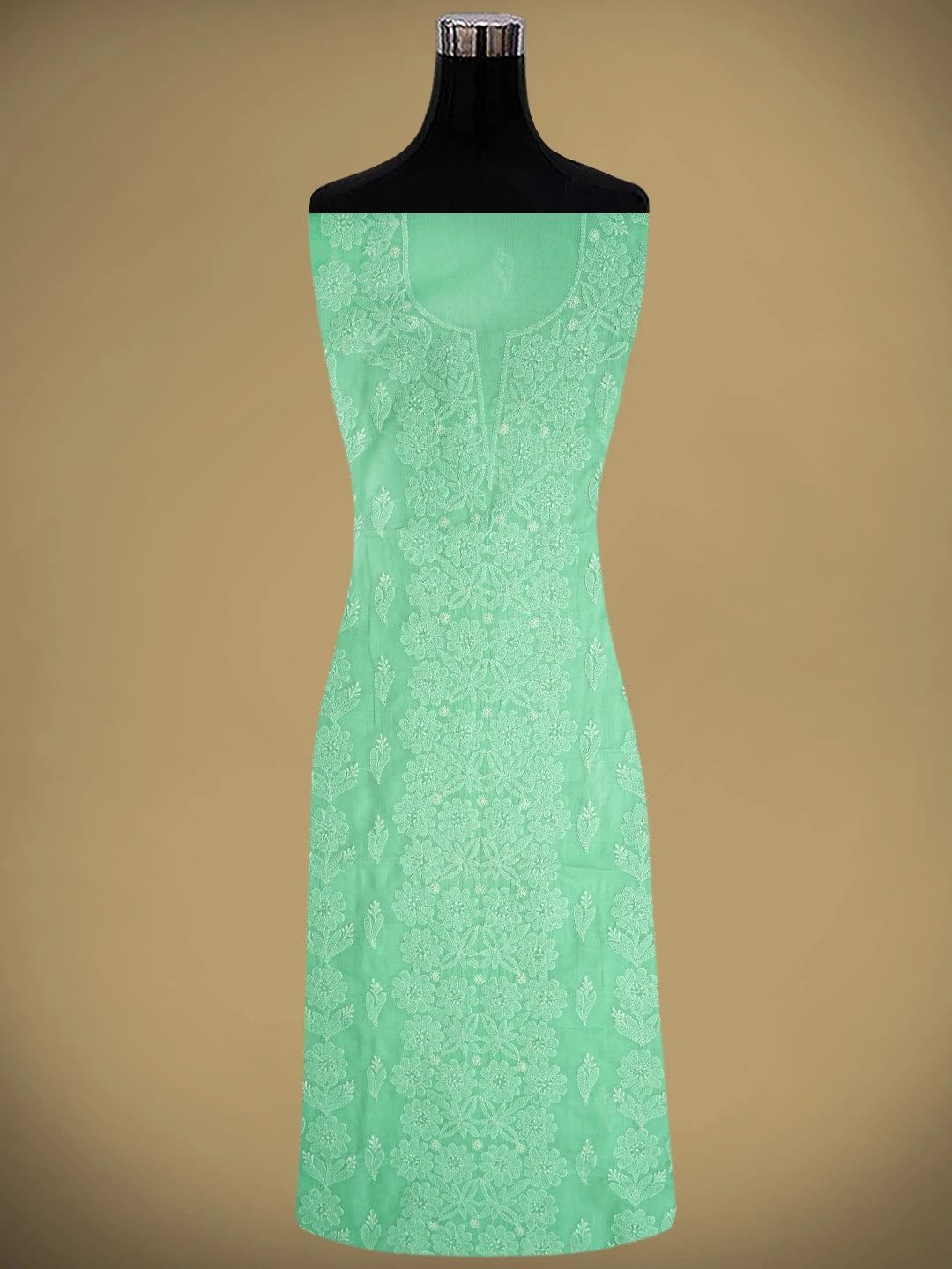 Ada Hand Embroidered Sea Green Cotton Lucknowi Chikankari Unstitched Suit Piece 01A959628