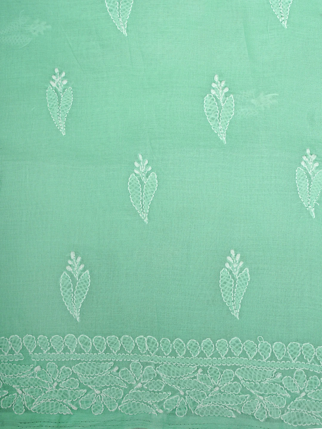 Ada Hand Embroidered Sea Green Cotton Lucknowi Chikankari Unstitched Suit Piece 01A959628