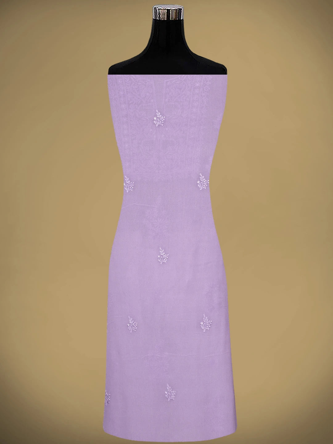 Ada Hand Embroidered Lavender Viscose Georgette Lucknowi Chikankari Unstitched Kurta Dupatta Set 01A810424