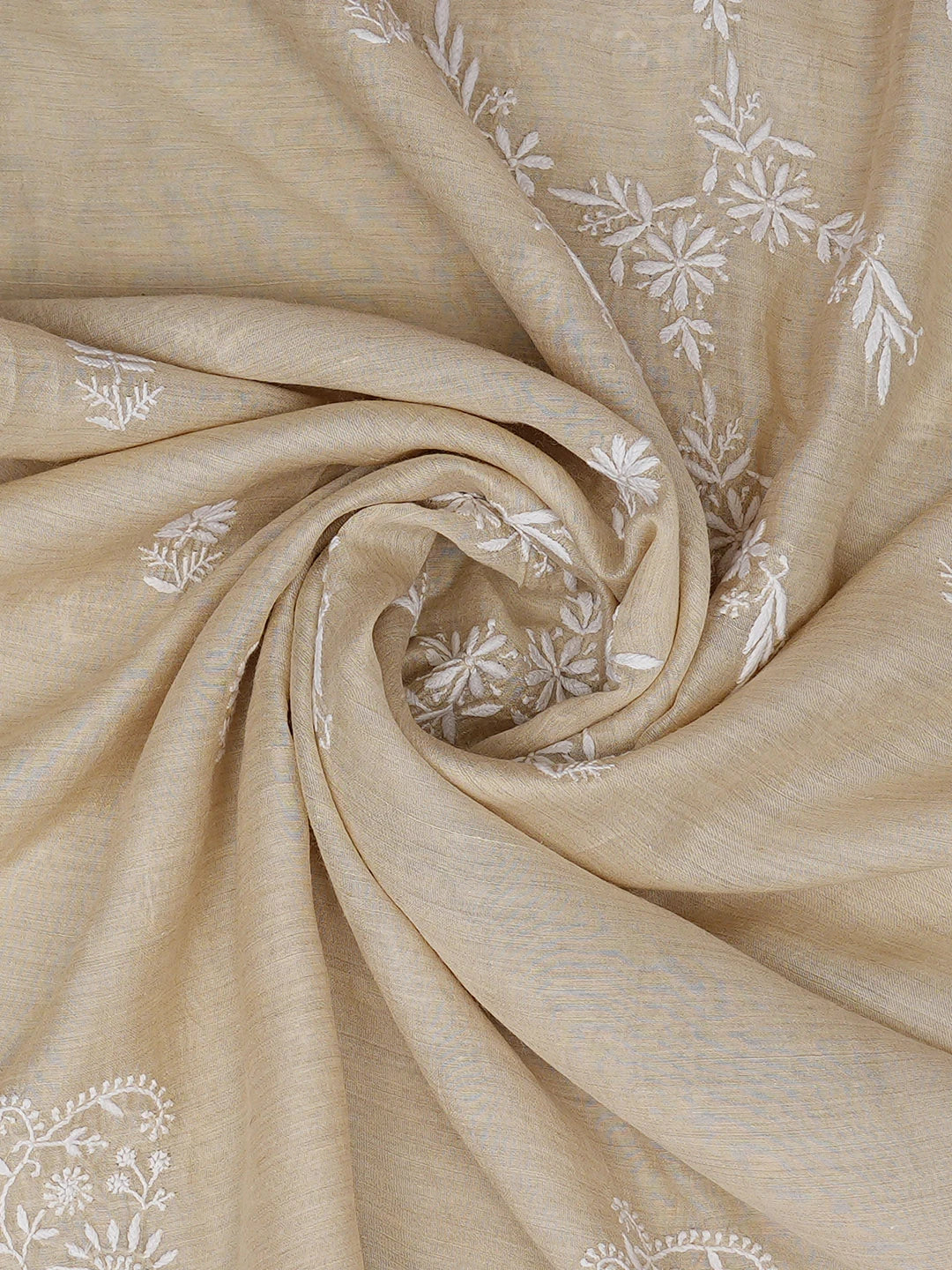 Ada Hand Embroidered Fawn Moonga Silk Lucknowi Chikankari Dupatta 01A881939