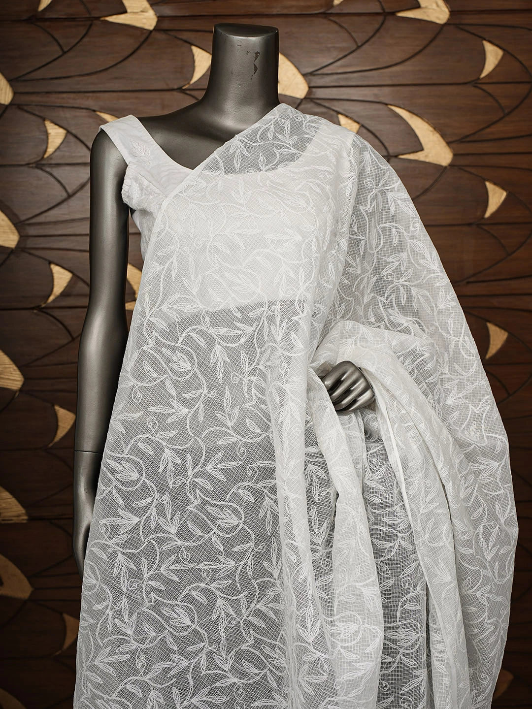 Ada Hand Embroidered White Kota Lucknowi Chikankari Dupatta 01A820992