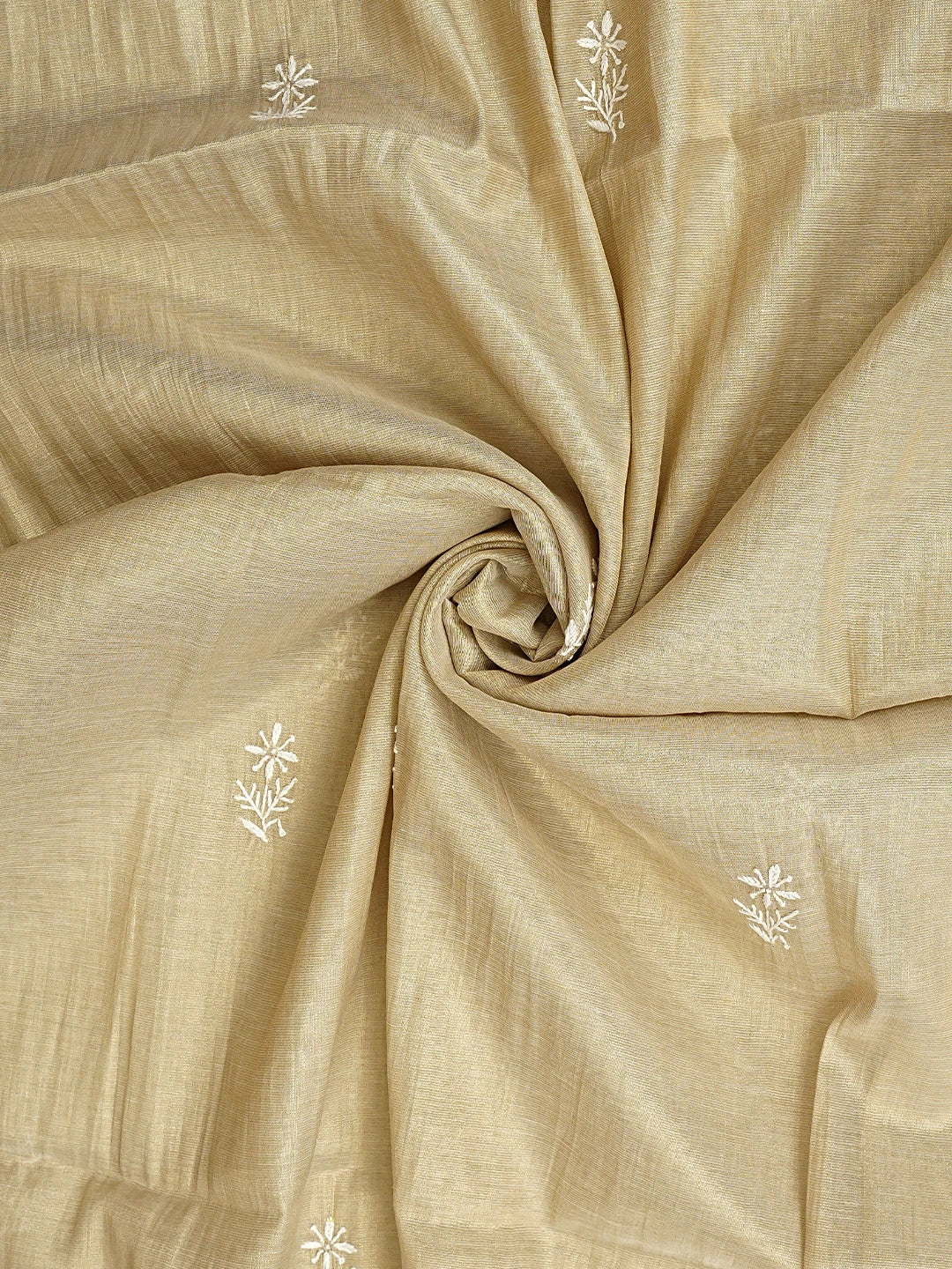 Ada Hand Embroidered Fawn Tissue Lucknowi Chikankari Unstitched Kurta Dupatta Set 01A954195