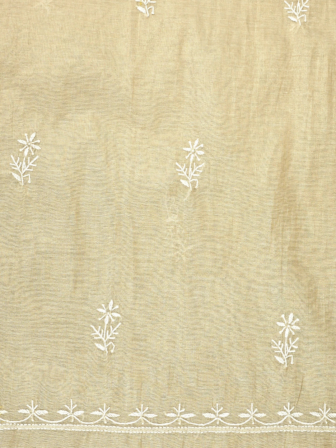 Ada Hand Embroidered Fawn Tissue Lucknowi Chikankari Unstitched Kurta Dupatta Set 01A954195